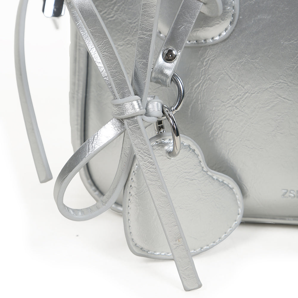 Fashion cute bow handbag small square bag fashionable PU leather women's bag single shoulder underarm bag