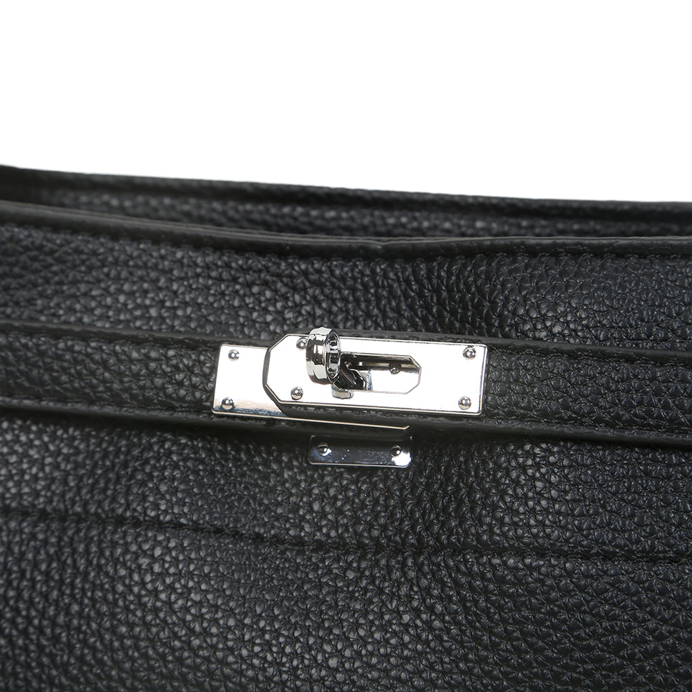 Casual large capacity solid color shoulder bag, lock design versatile underarm women's bag
