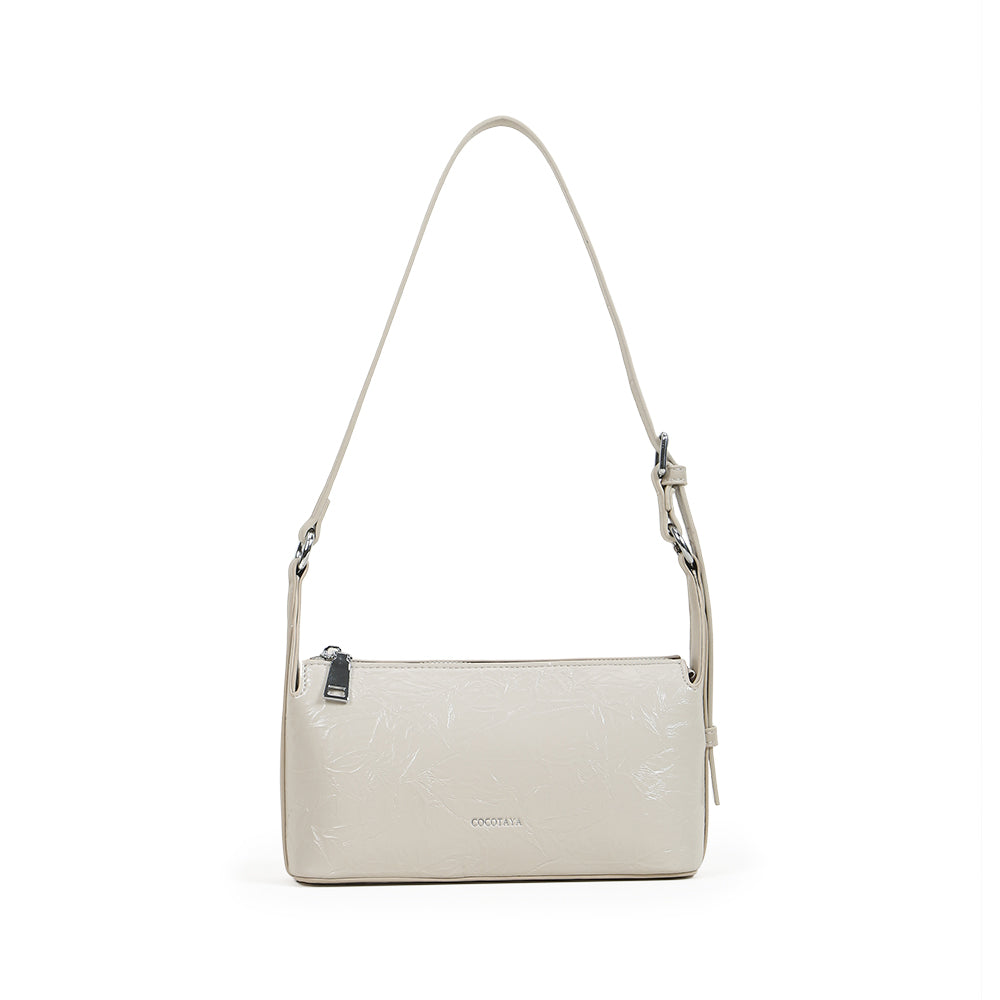 (COCOTAYA) Fashionable and elegant pleated design shiny small square handbag, casual and versatile single shoulder crossbody underarm bag