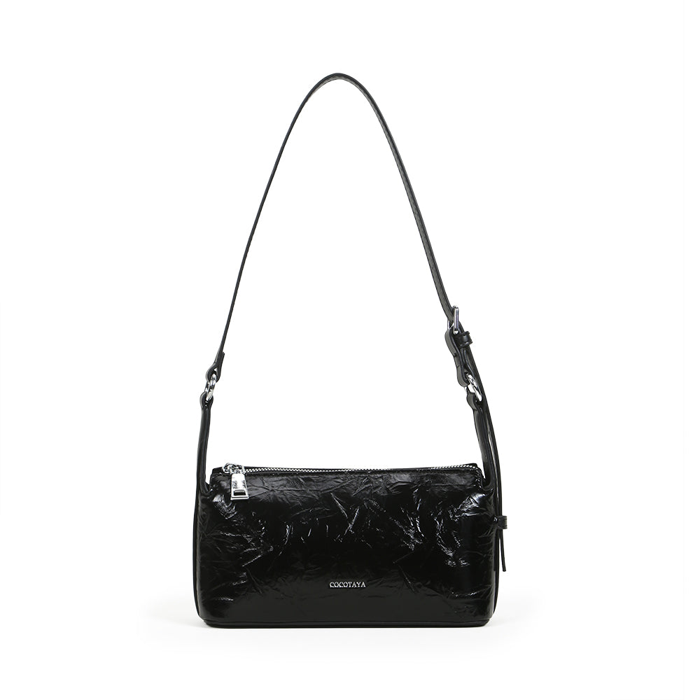 (COCOTAYA) Fashionable and elegant pleated design shiny small square handbag, casual and versatile single shoulder crossbody underarm bag