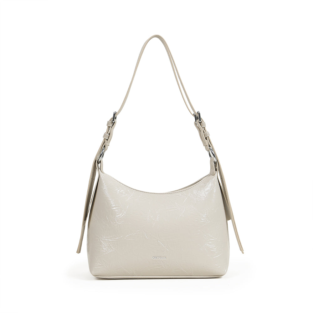 Fashionable and versatile large-capacity bag, PU soft leather pleated texture design, crossbody shoulder bag.