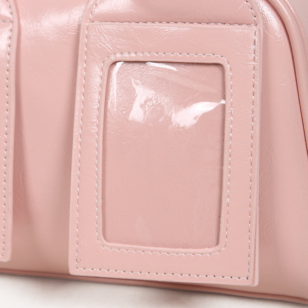 Cute solid color shiny women's handbag, large capacity rest shoulder messenger bag