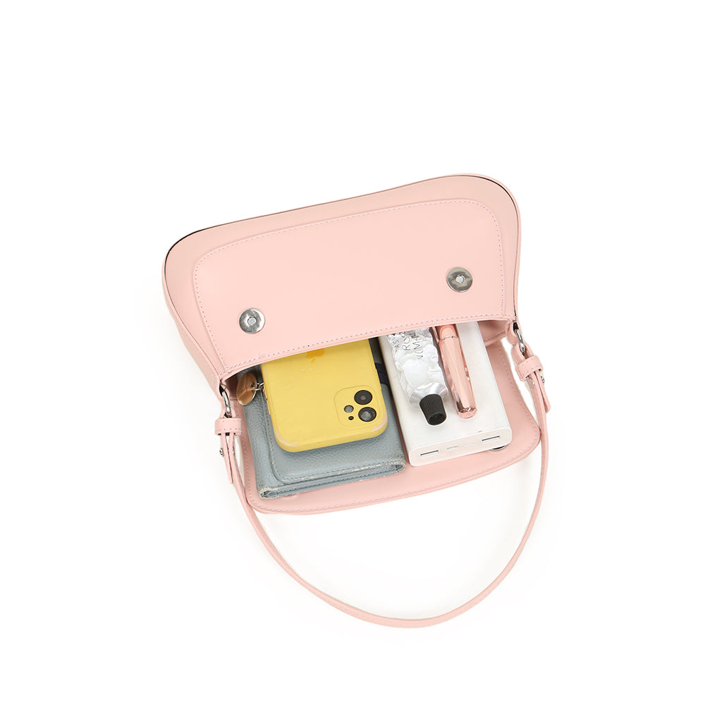 PU Leather Handbag Women's Solid Color Flap Fashion One Shoulder Underarm Bag