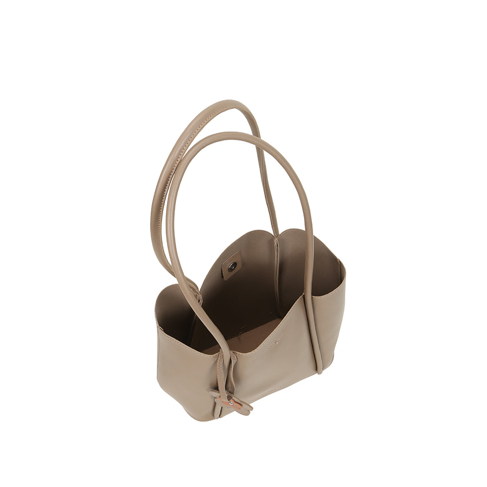 PU leather hand-held tote bag, large capacity, shoulder bag, with flower pendant decoration, with small bag