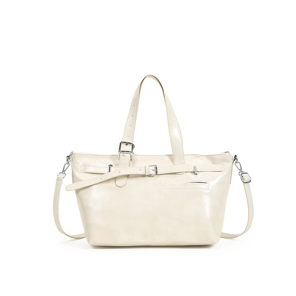 New casual PU leather tote bag, versatile commuter messenger bag, multifunctional large-capacity handbag