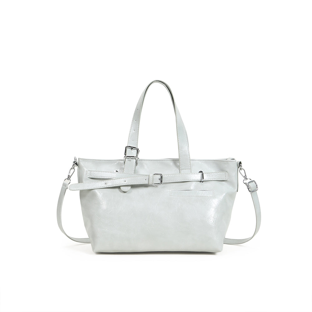 New casual PU leather tote bag, versatile commuter messenger bag, multifunctional large-capacity handbag