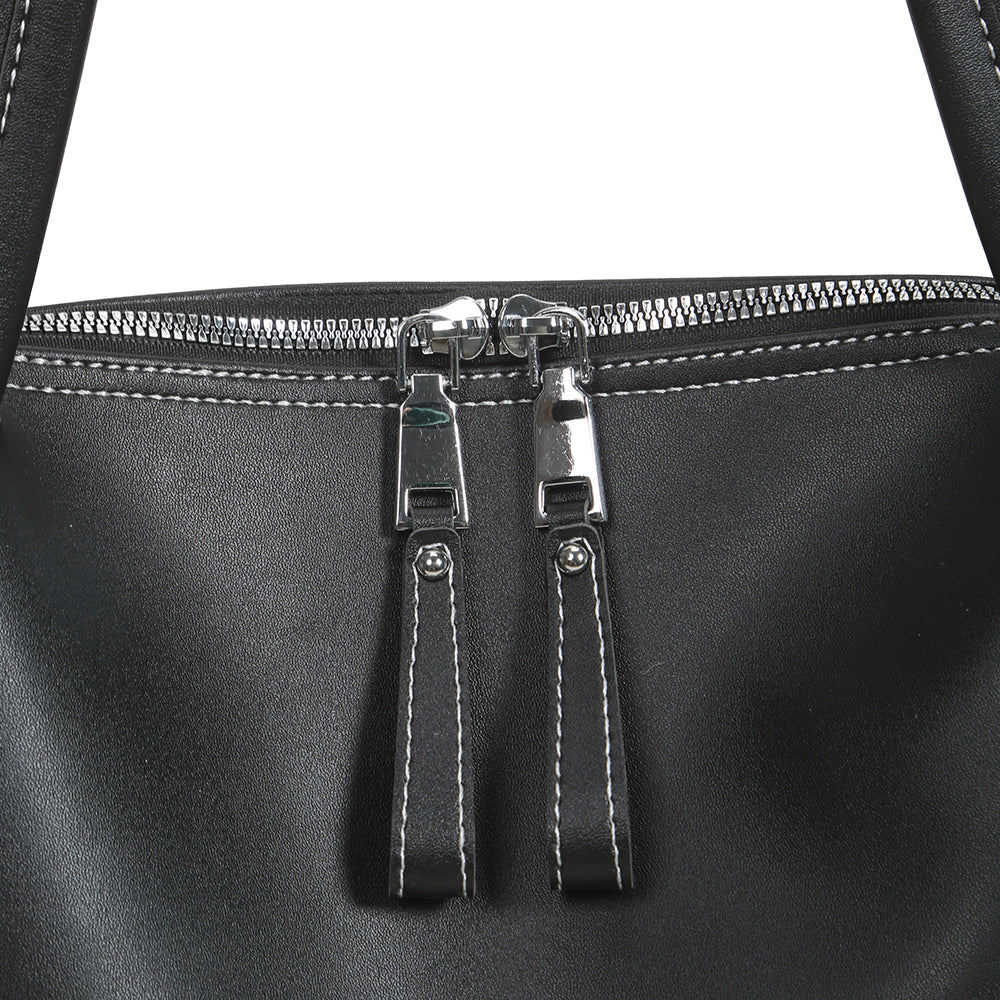 High-quality soft PU leather handbag with large capacity and pure color bucket bag