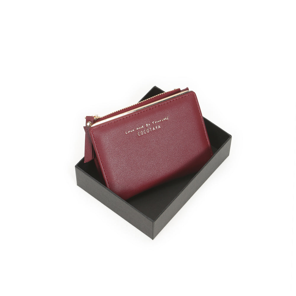 Short-style simple two-fold zipper purse pocket pocket Lady Pu Leather
