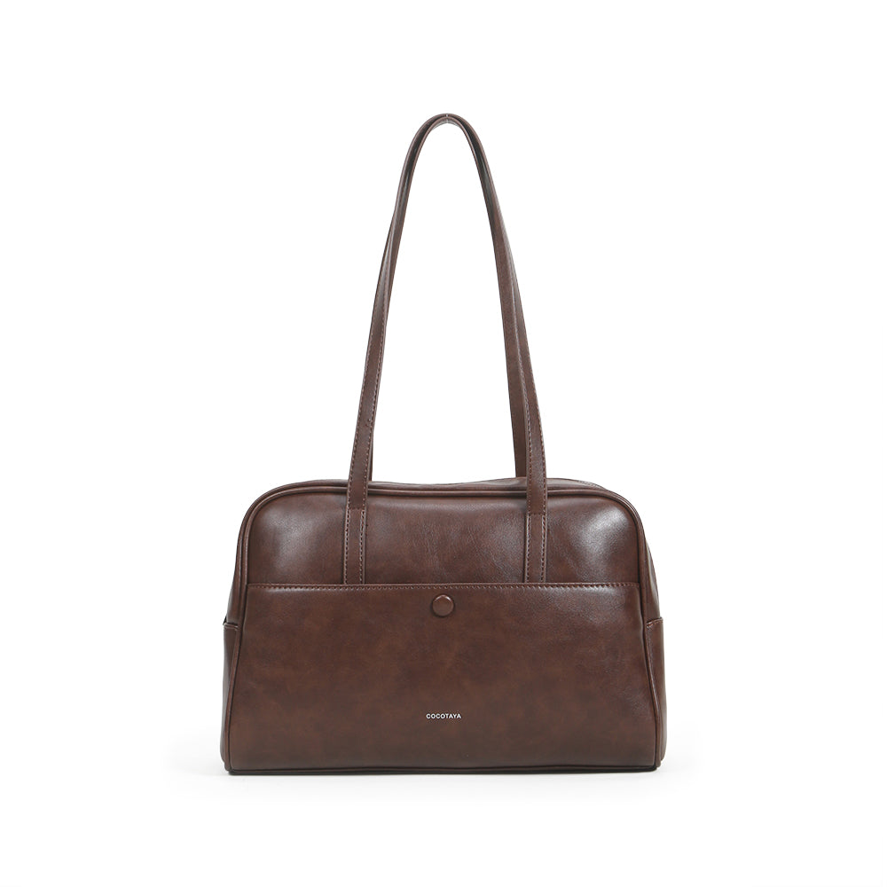 Commuter Retro Large Capacity Simple Women's PU Leather Shoulder Underarm Bag