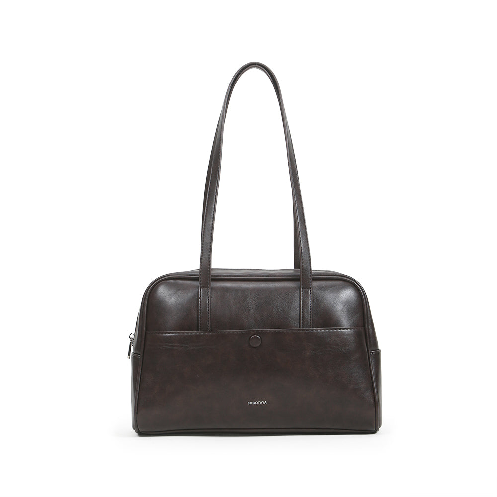 Commuter Retro Large Capacity Simple Women's PU Leather Shoulder Underarm Bag