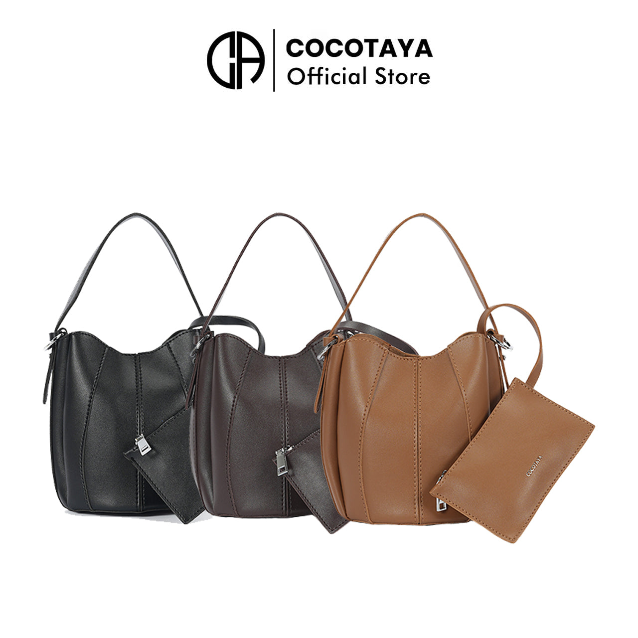 (COCOTAYA)Exquisite leather bucket bag, large capacity, shoulder/crossbody bag