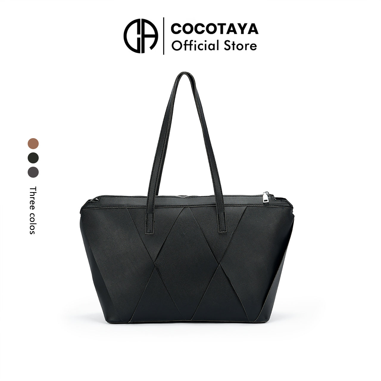 (COCOTAYA)Soft leather shoulder bag with unique cut design and large capacity