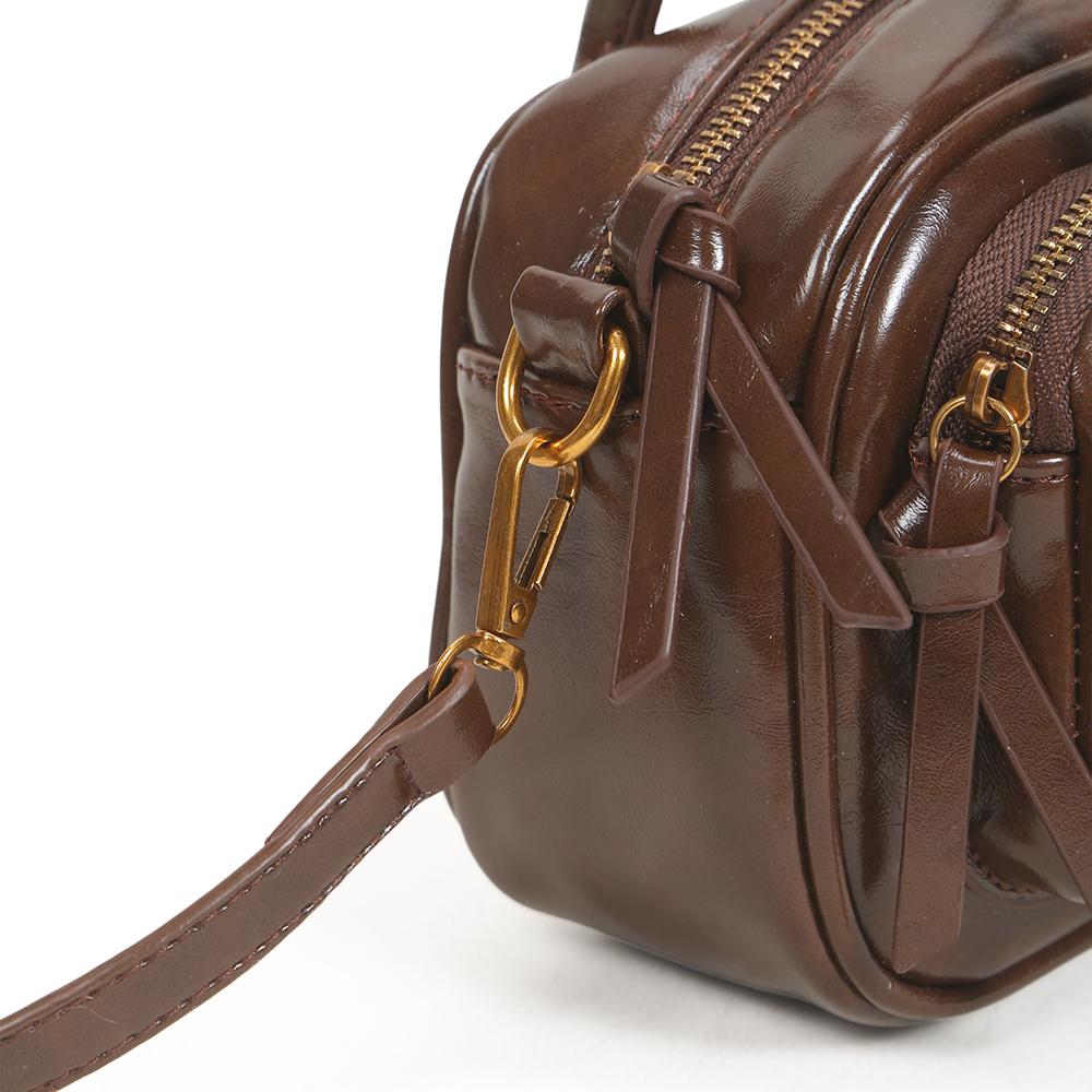 New solid color PU leather crossbody handbag, fashionable and versatile shoulder bag