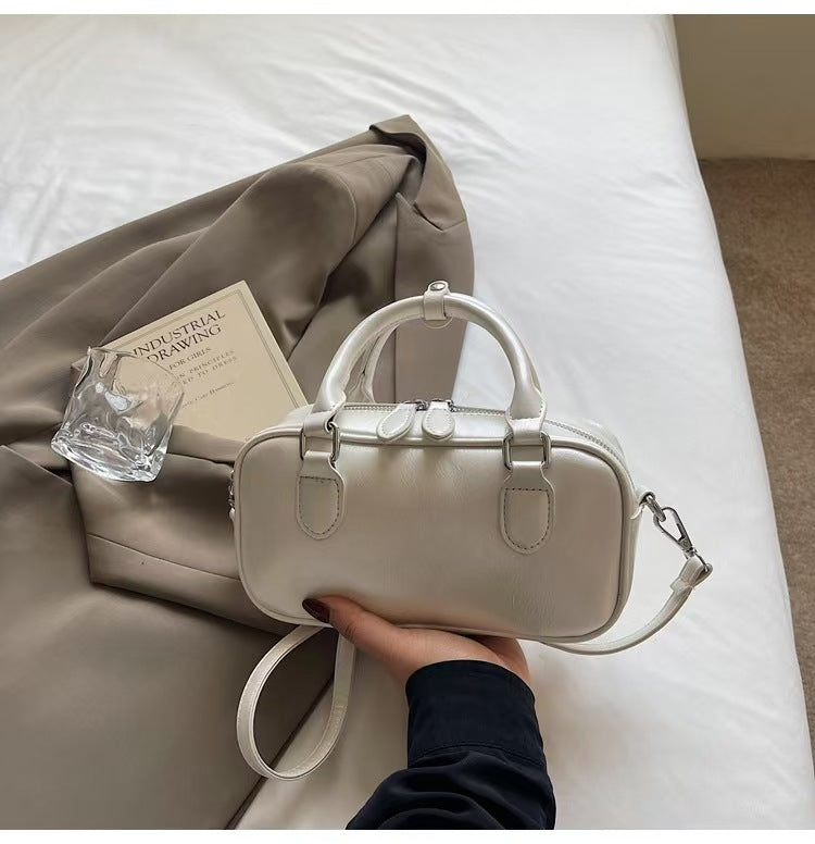 High-grade shiny PU leather bag, fashionable all-match handbag, solid color casual shoulder messenger bag