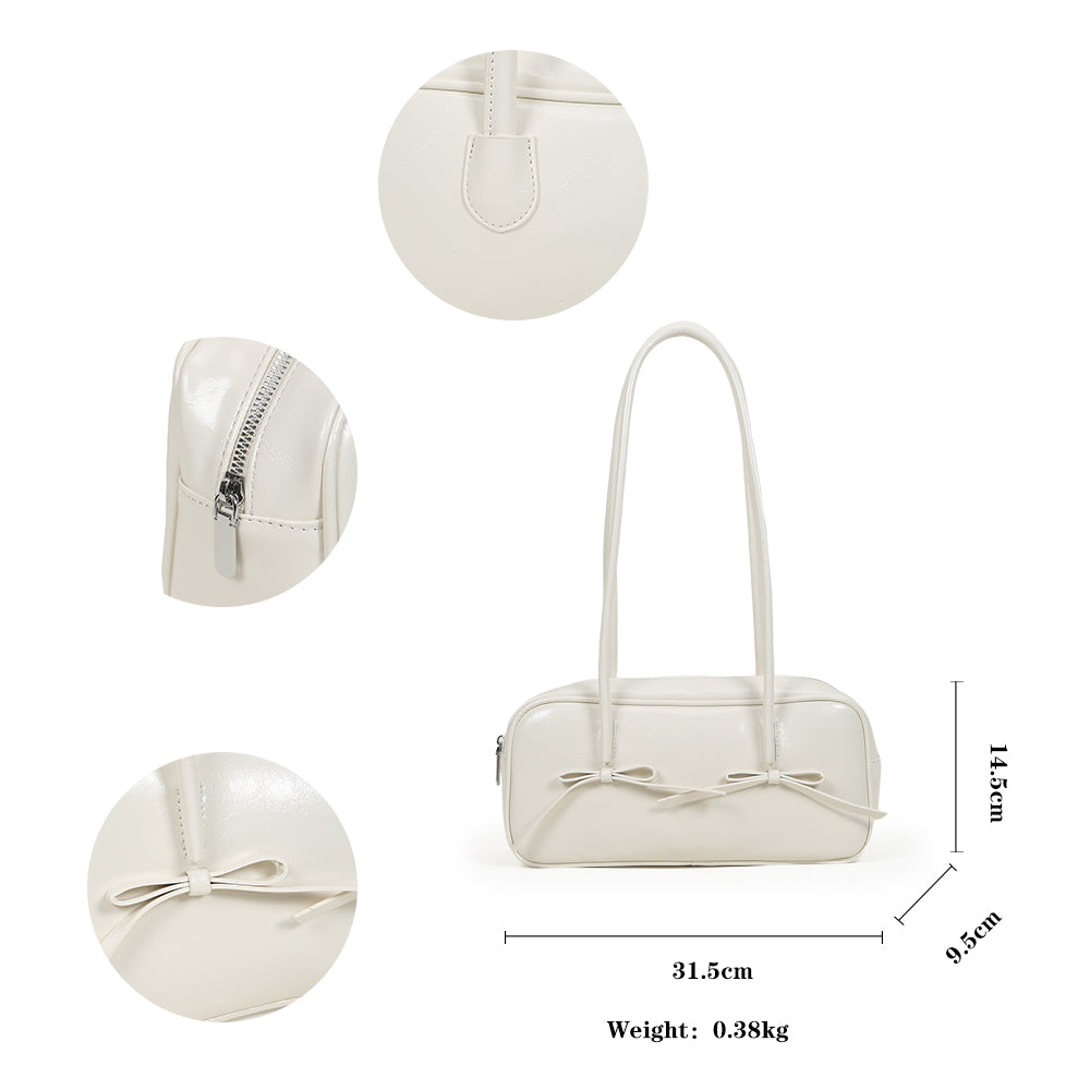 High-end commuter retro bag, bow design large capacity shoulder underarm bag