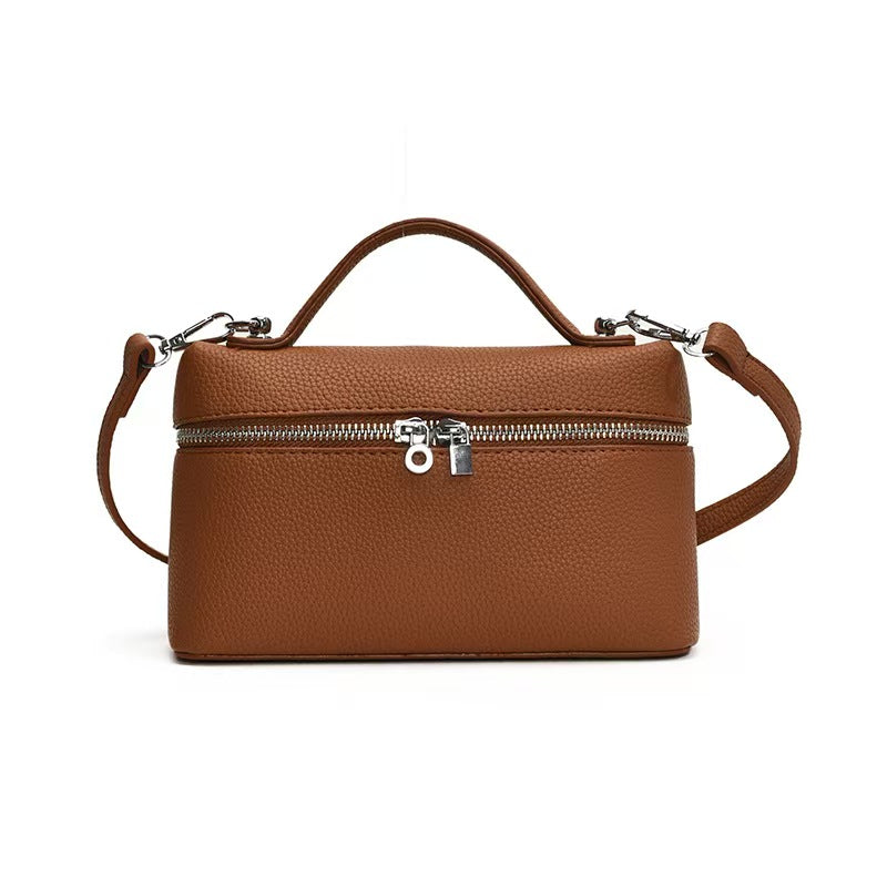 Fashion solid color handbag with pendant, casual commuter shoulder messenger bag
