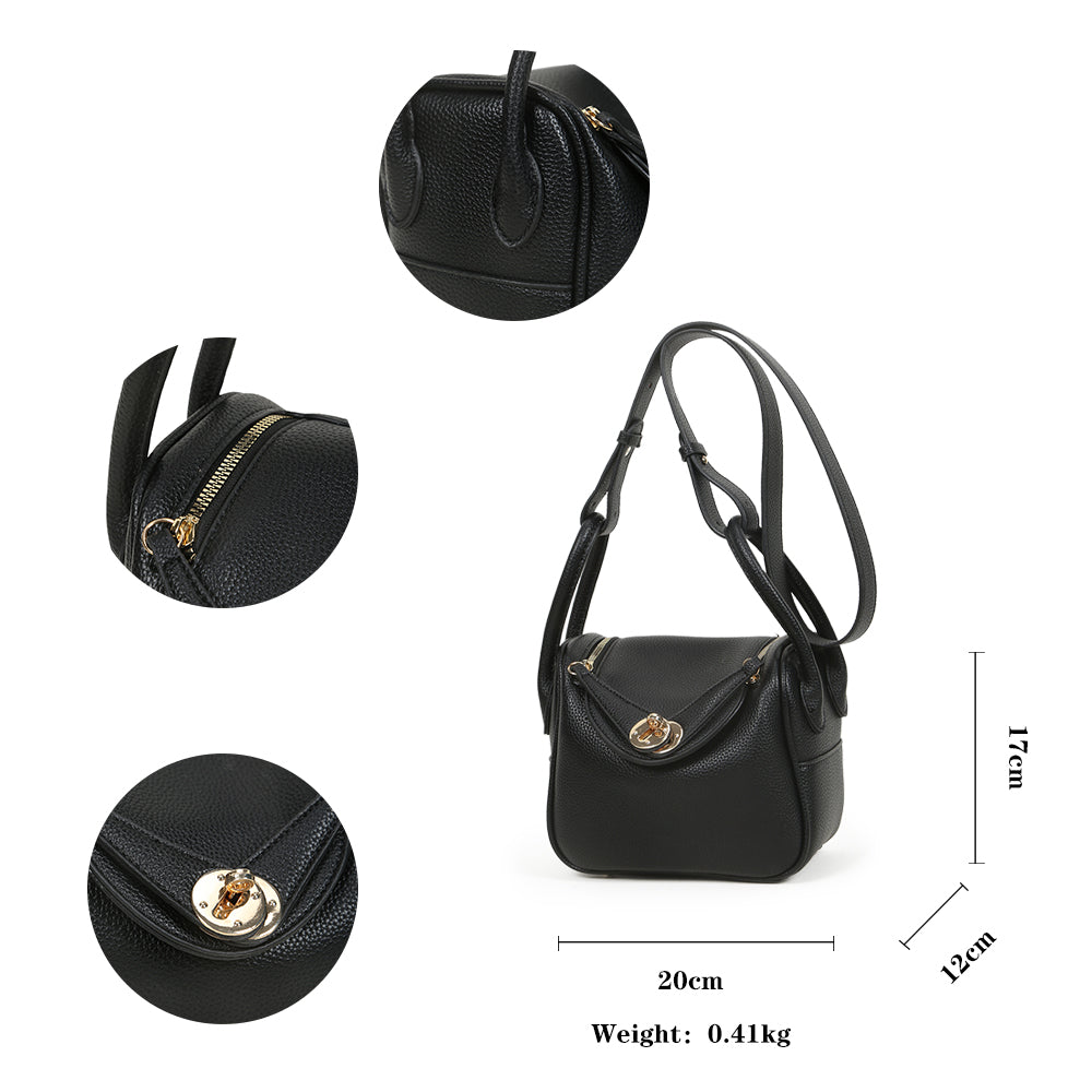 High-end handbag, simple and versatile small square bag, fashionable lock design shoulder messenger bag