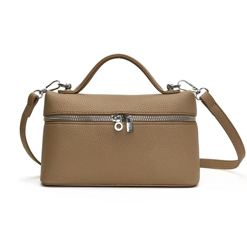 Fashion solid color handbag with pendant, casual commuter shoulder messenger bag