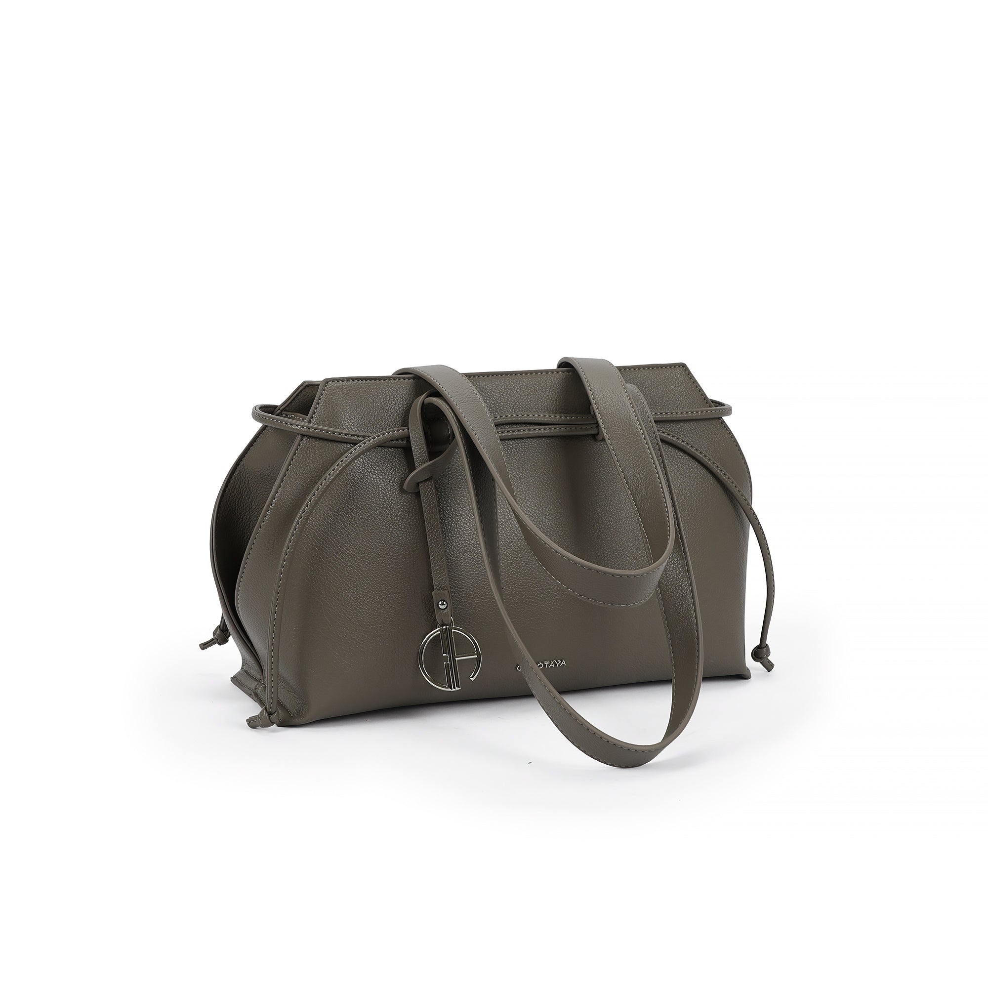 (cocotaya)Tate Tote Bag Elegant Drawstring Top Handle Tote Bag, Premium Leather Commuter Purse