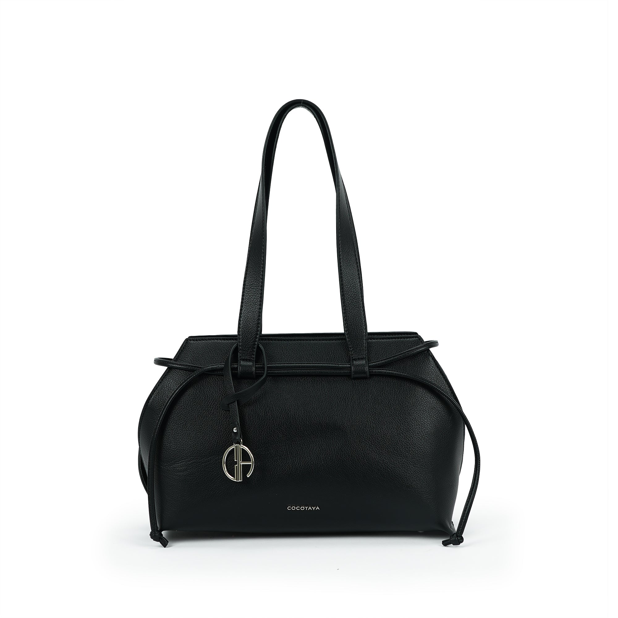 (cocotaya)Tate Tote Bag Elegant Drawstring Top Handle Tote Bag, Premium Leather Commuter Purse