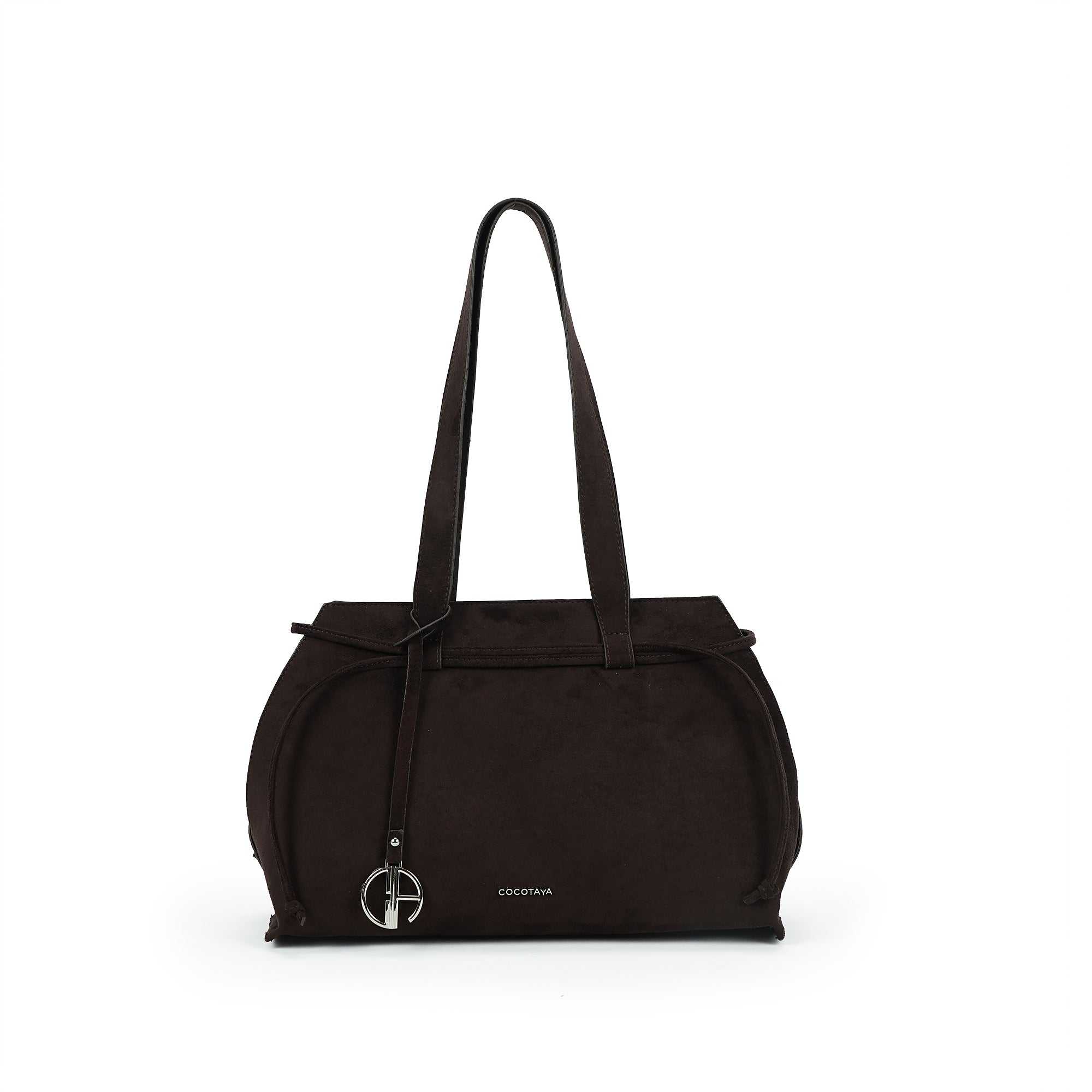 (cocotaya)Tate Tote Bag Elegant Drawstring Top Handle Tote Bag, Premium Leather Commuter Purse