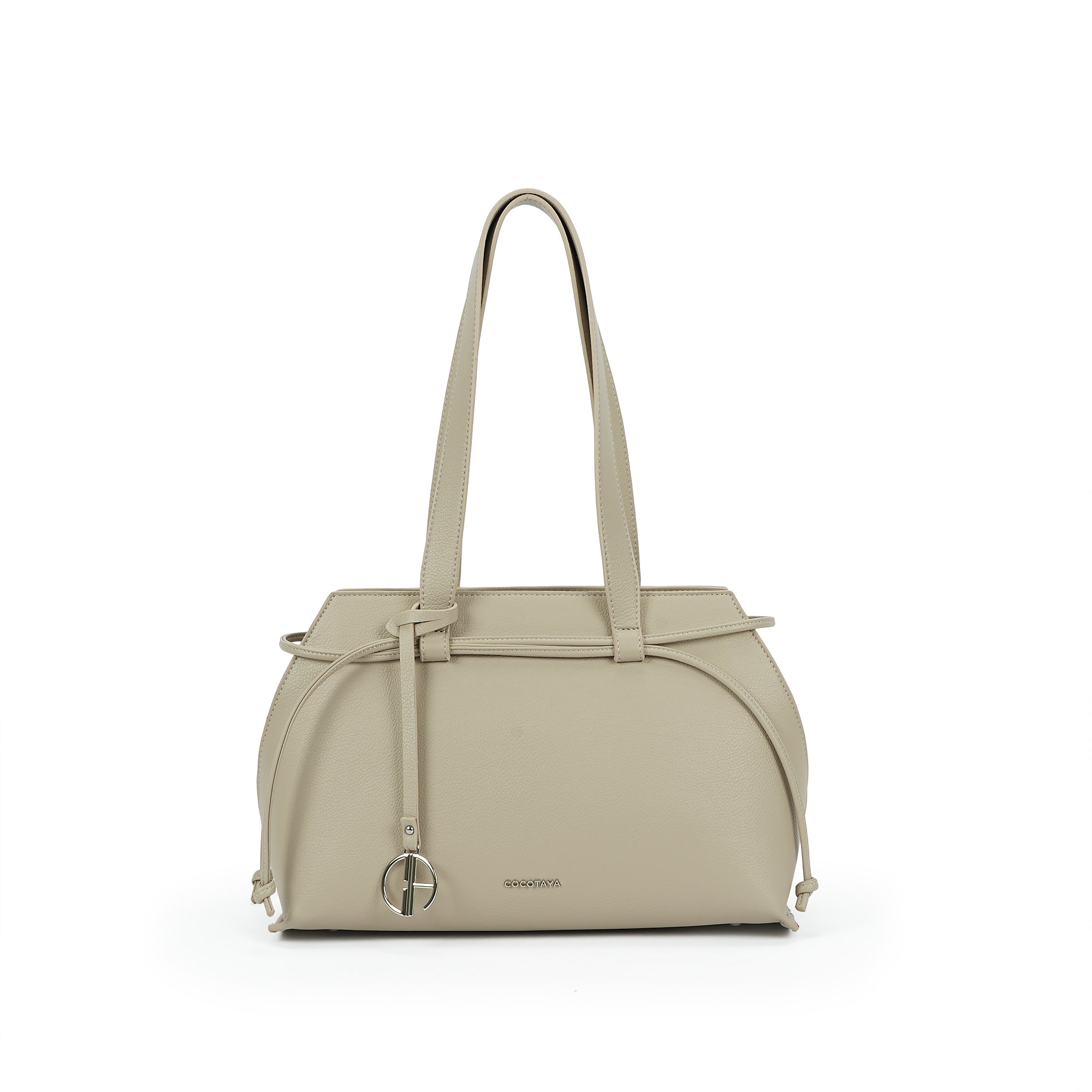 (cocotaya)Tate Tote Bag Elegant Drawstring Top Handle Tote Bag, Premium Leather Commuter Purse