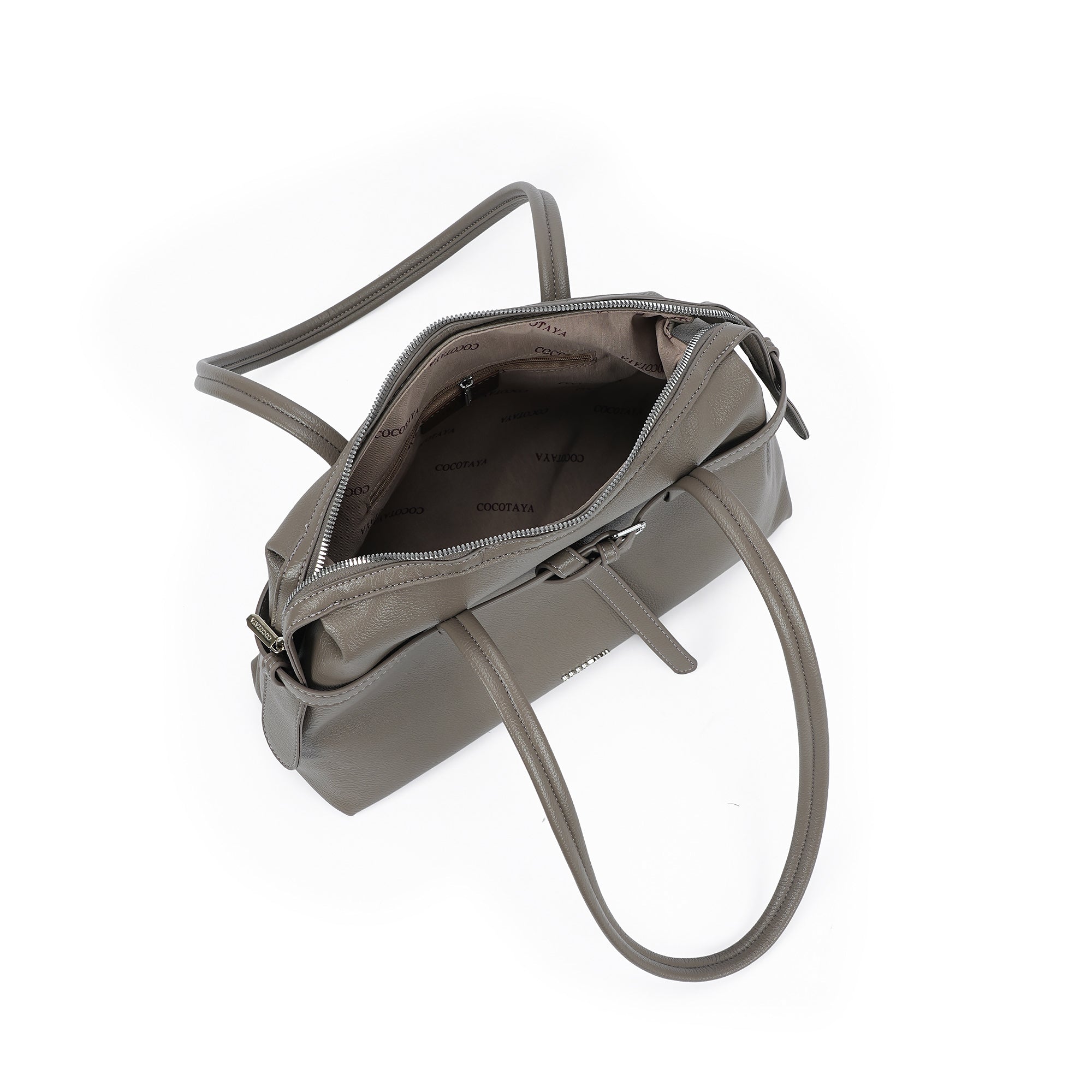(cocotaya)Clara Belted Minimalist PU leather shoulder bag handbag, large capacity commuter bag