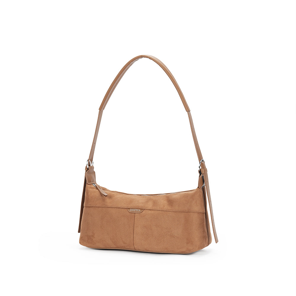 (COCOTAYA)Retro suede underarm bag, stylish leather handbag