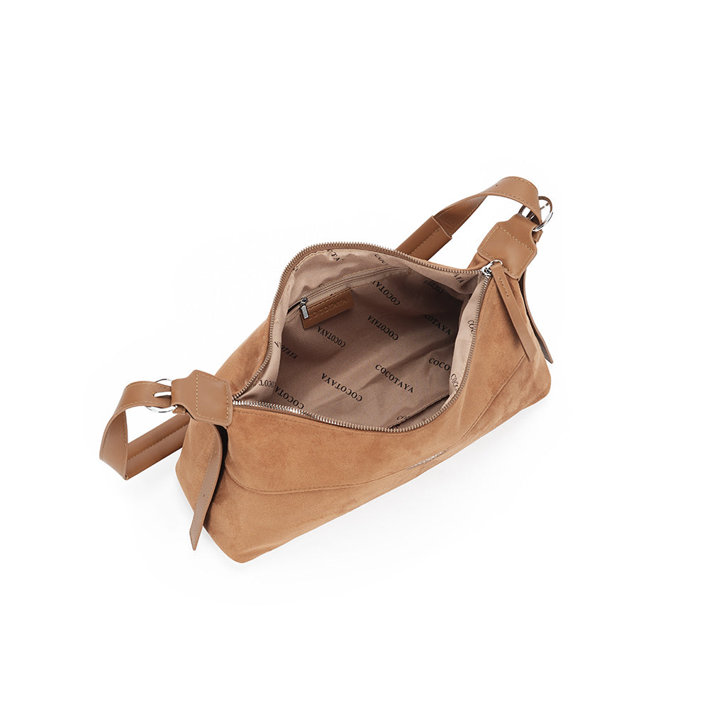 (COCOTAYA)Retro suede underarm bag, stylish leather handbag