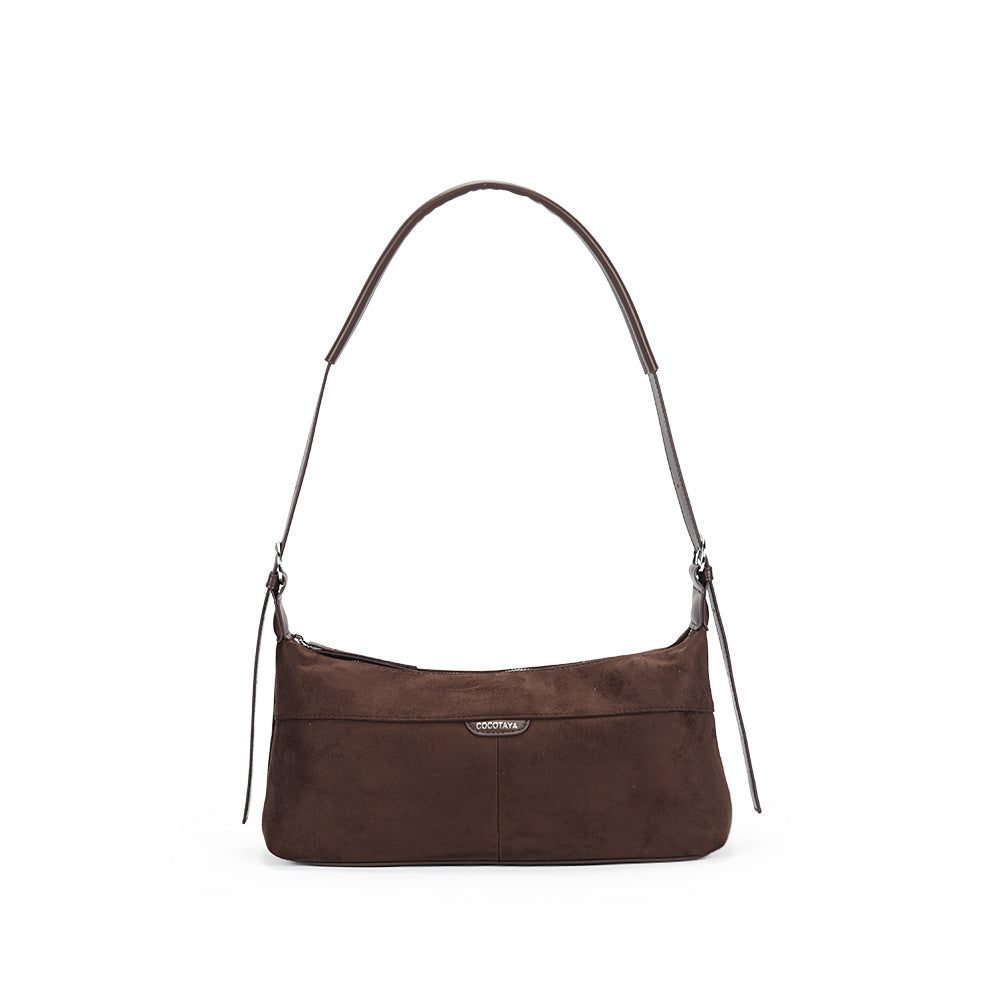 (COCOTAYA)Retro suede underarm bag, stylish leather handbag