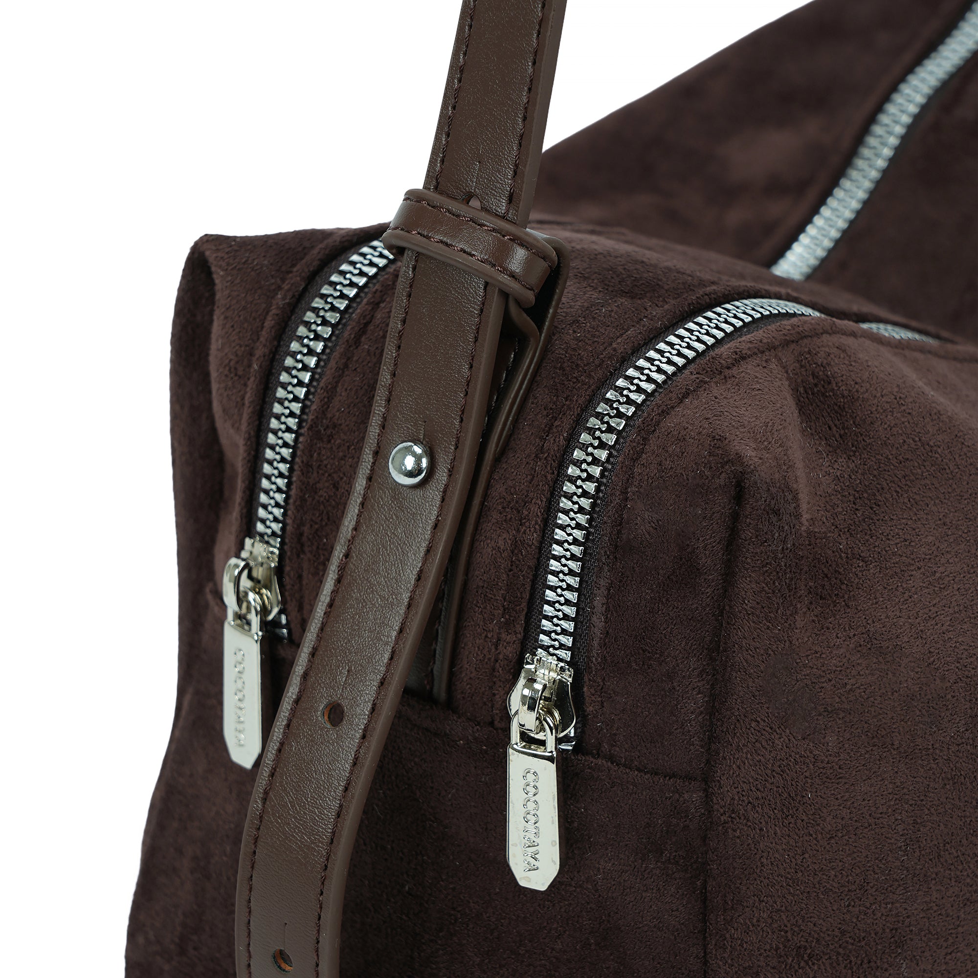 (cocotaya)Minimalist dark brown shoulder bag with adjustable thin shoulder strap