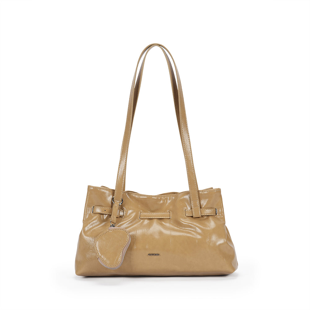 (COCOTAYA) PU Woman Fashionable Shiny large-capacity handbag versatile solid color shoulder bag