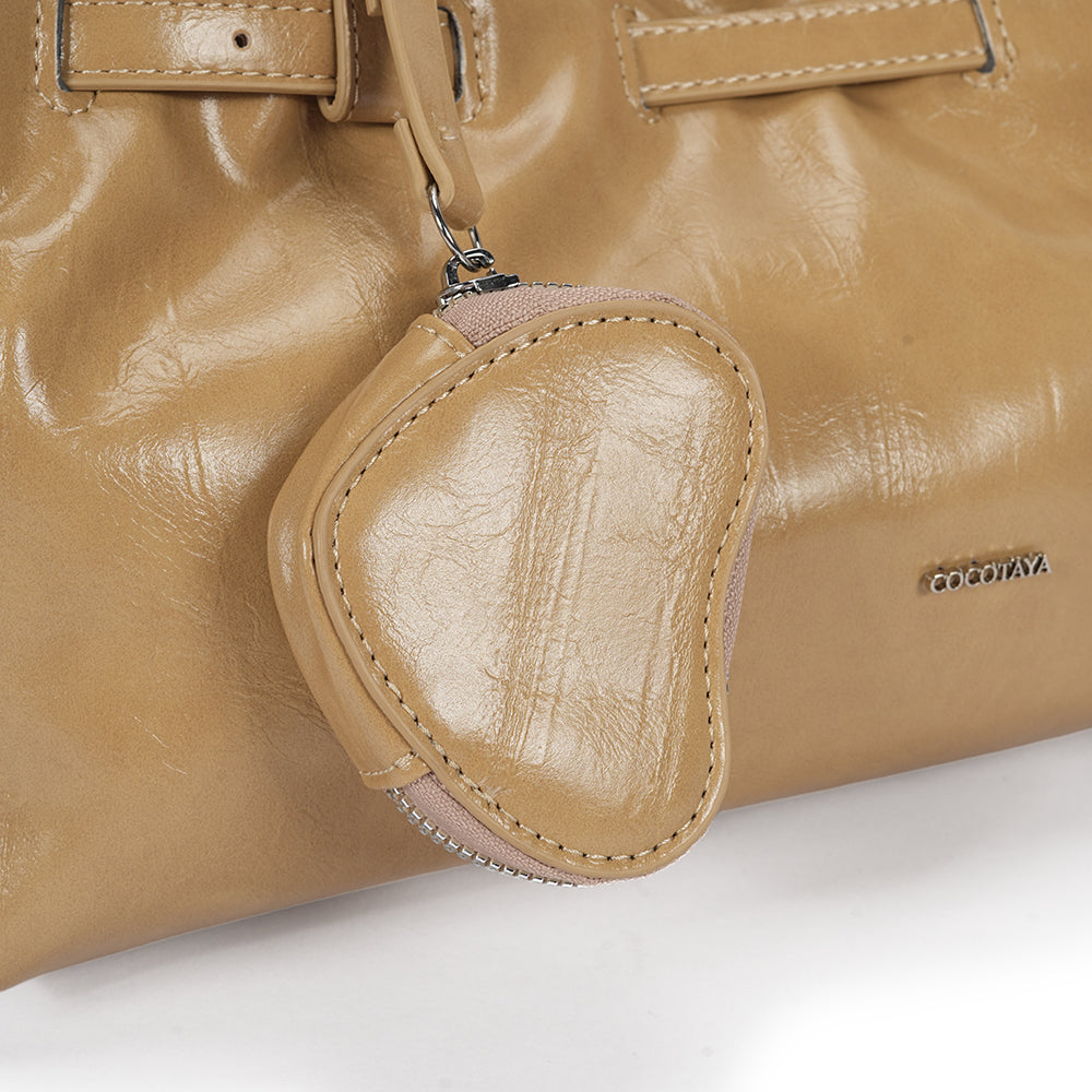 (COCOTAYA) PU Woman Fashionable Shiny large-capacity handbag versatile solid color shoulder bag