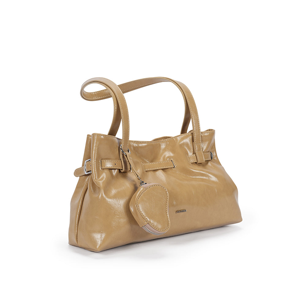 (COCOTAYA) PU Woman Fashionable Shiny large-capacity handbag versatile solid color shoulder bag