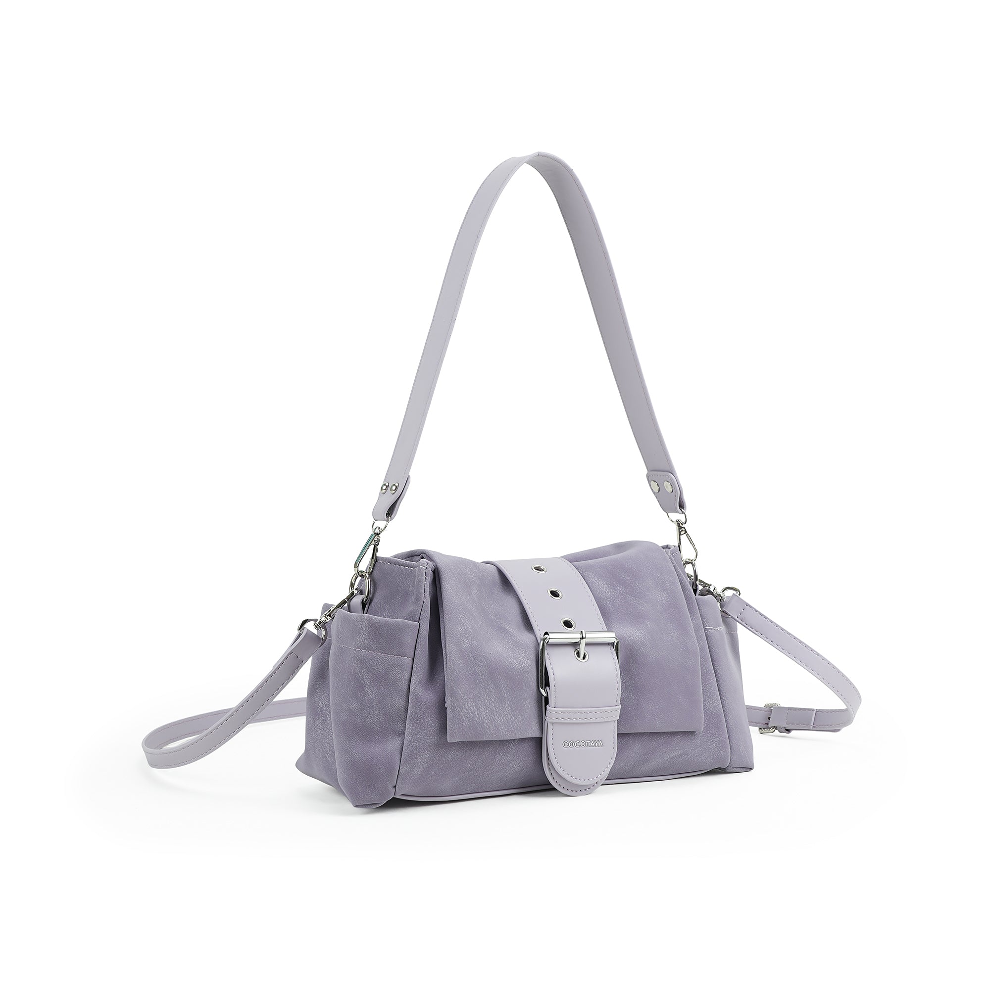 (cocotaya)Women Adjustable Strap Buckle Shoulder Crossbody Bag Multi Pocket Daily Casual Purse