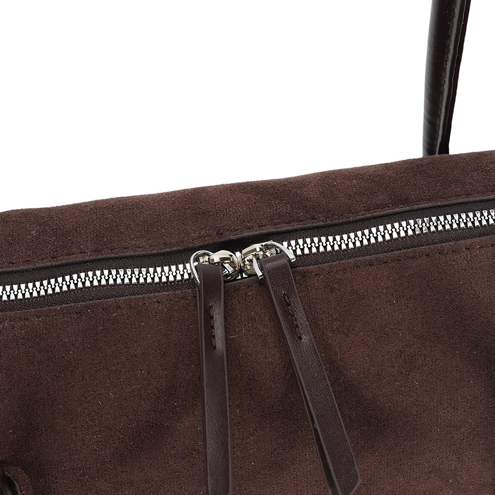 (COCOTAYA)Vintage Suede Barrel Shoulder Bag with Tassel Detail