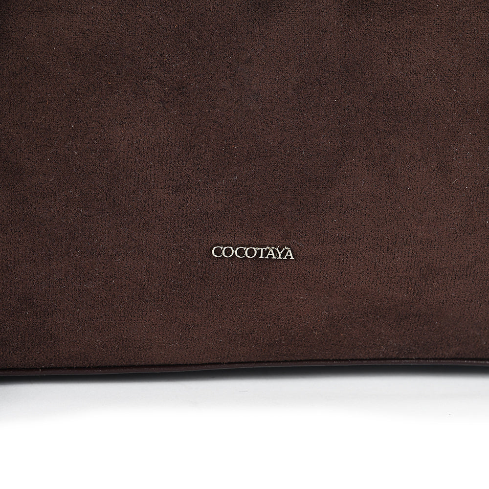 (COCOTAYA)Vintage Suede Barrel Shoulder Bag with Tassel Detail