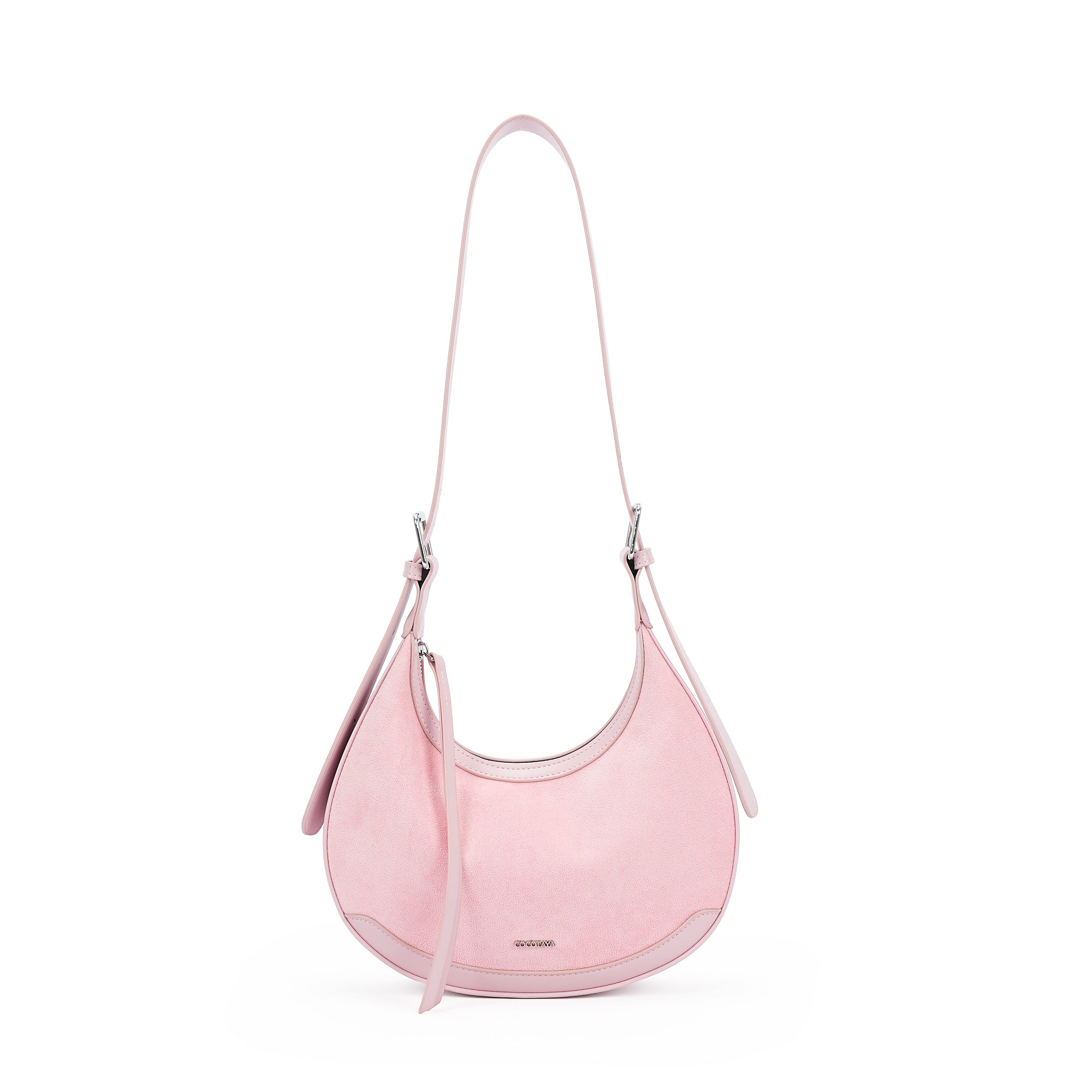 (cocotaya)CocoaHush Bag Minimalist Suede Crescent Hobo Bag, Office Commuter Crossbody Purse