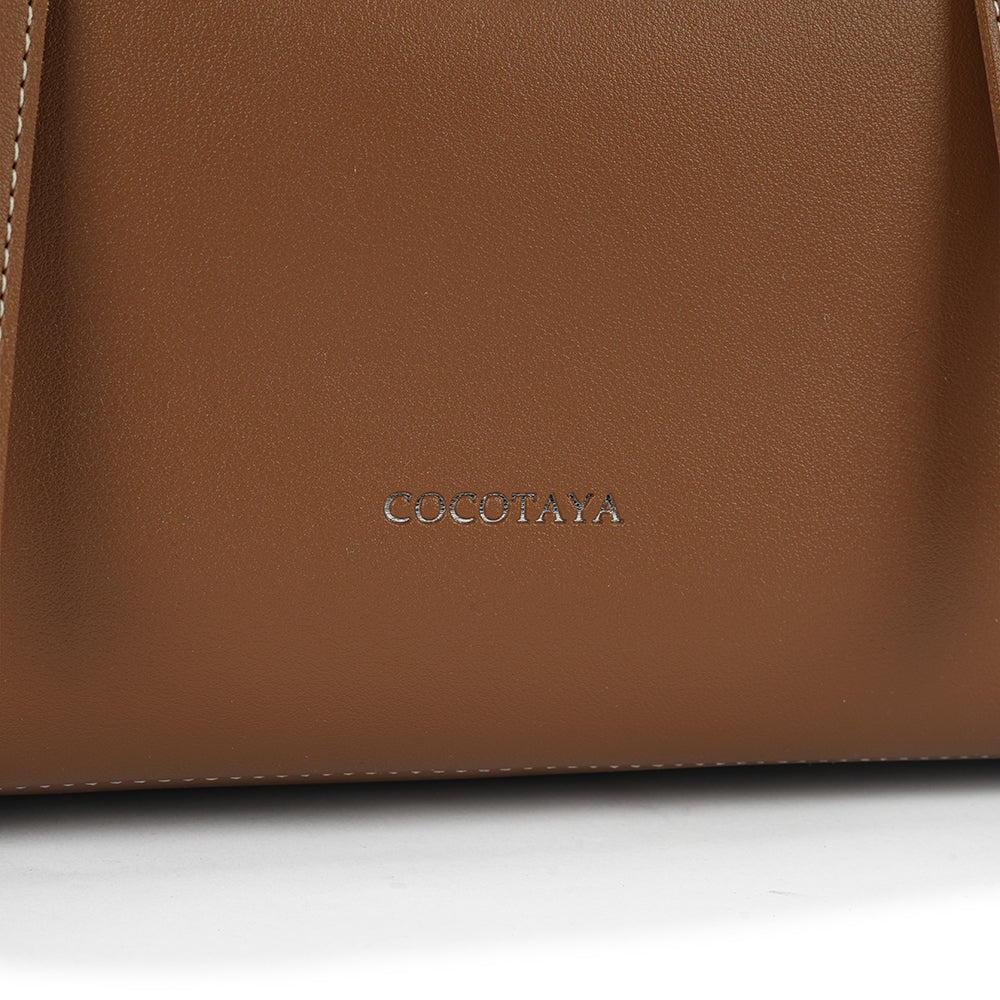 (COCOTAYA)Exquisite solid color leather handbag, large capacity tote bag