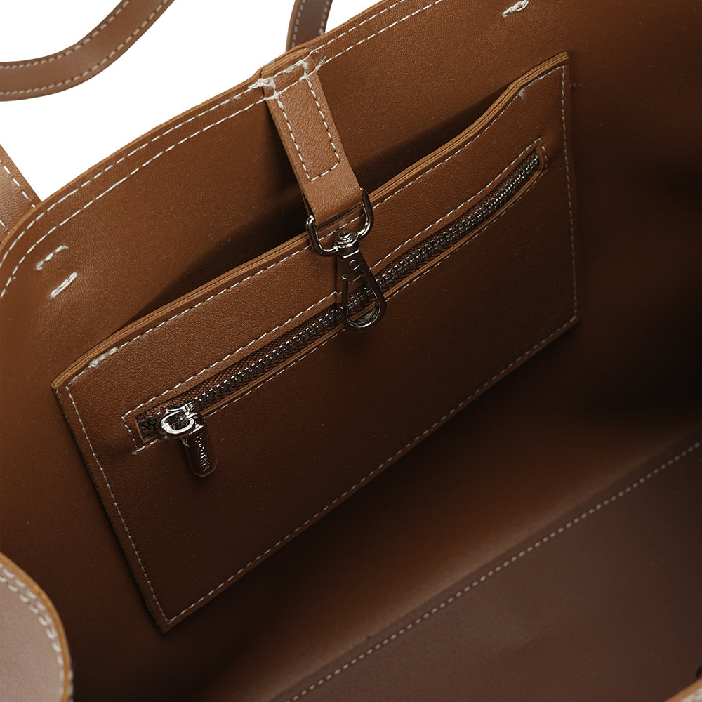 (COCOTAYA)Exquisite solid color leather handbag, large capacity tote bag