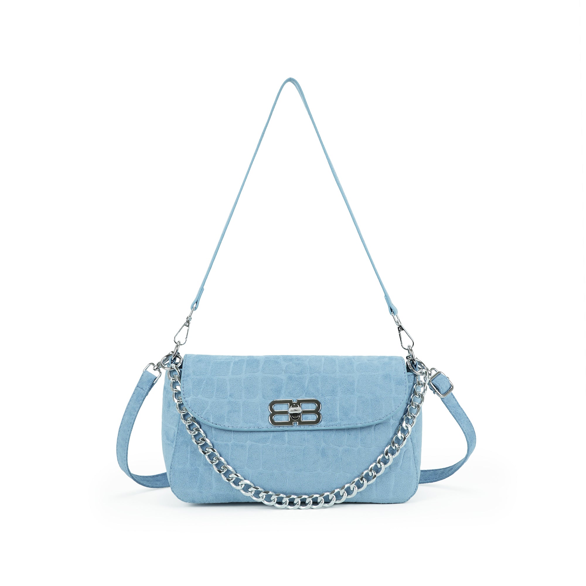 (cocotaya)Soft Flap Shoulder Bag With Matching Mini Pouch, Dual Carry Chain & Thin Strap Convertible Crossbody Handbag For Daily Street Style
