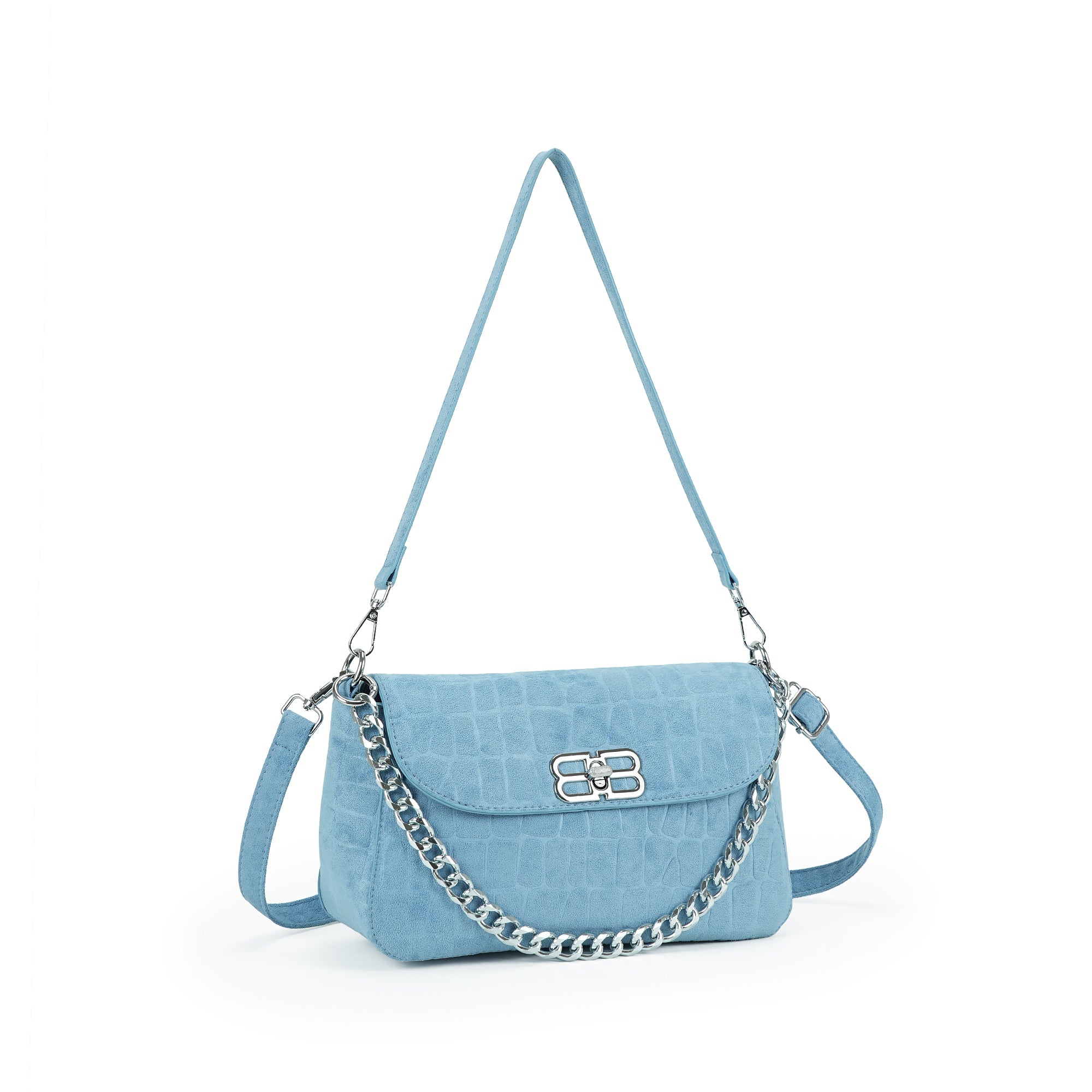 (cocotaya)Soft Flap Shoulder Bag With Matching Mini Pouch, Dual Carry Chain & Thin Strap Convertible Crossbody Handbag For Daily Street Style