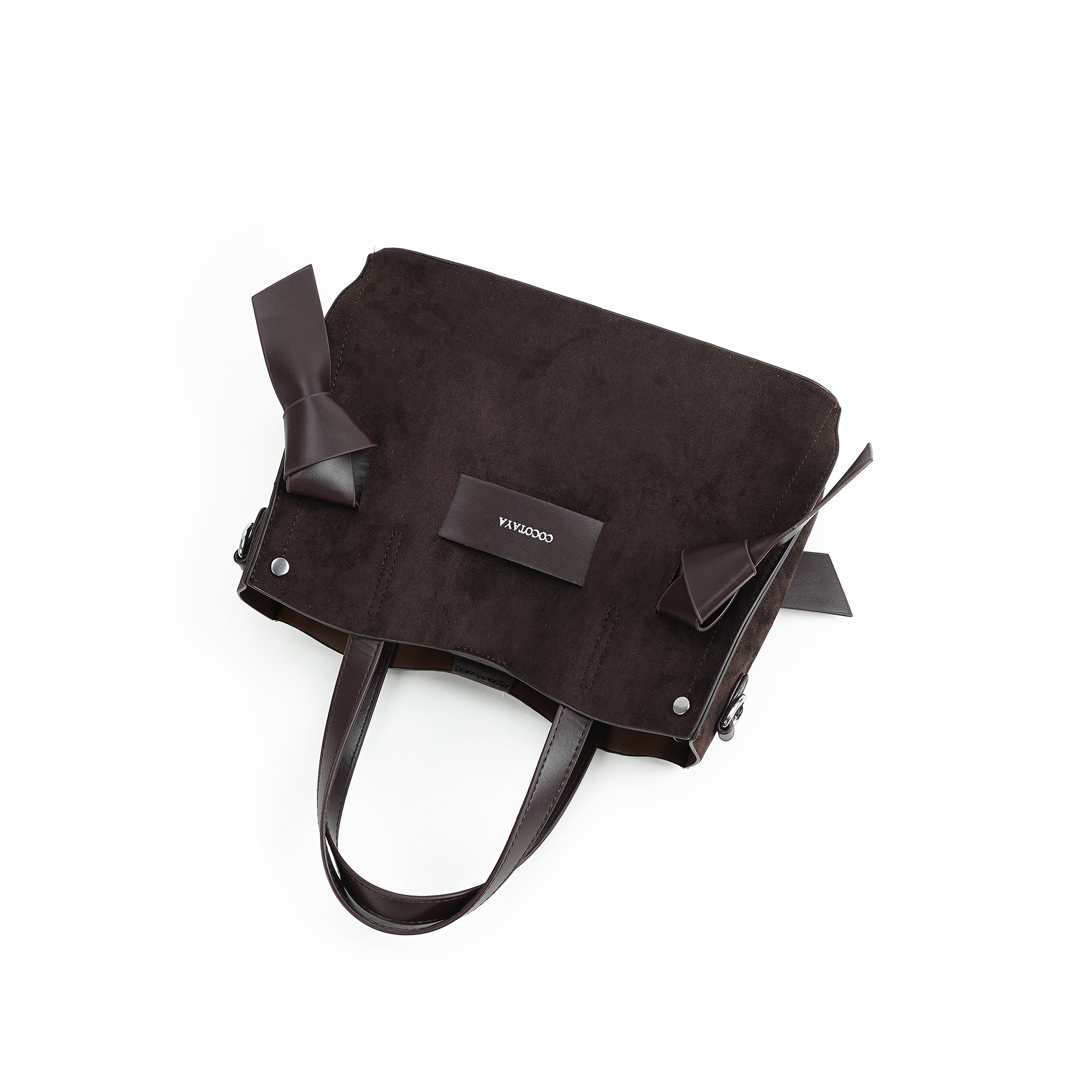(cocotaya)All-Match Dual Carry Leather Handbag, Bow Detail Convertible Shoulder Crossbody Tote Bag