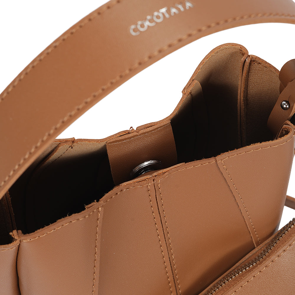 (COCOTAYA)Exquisite leather bucket bag, large capacity, shoulder/crossbody bag