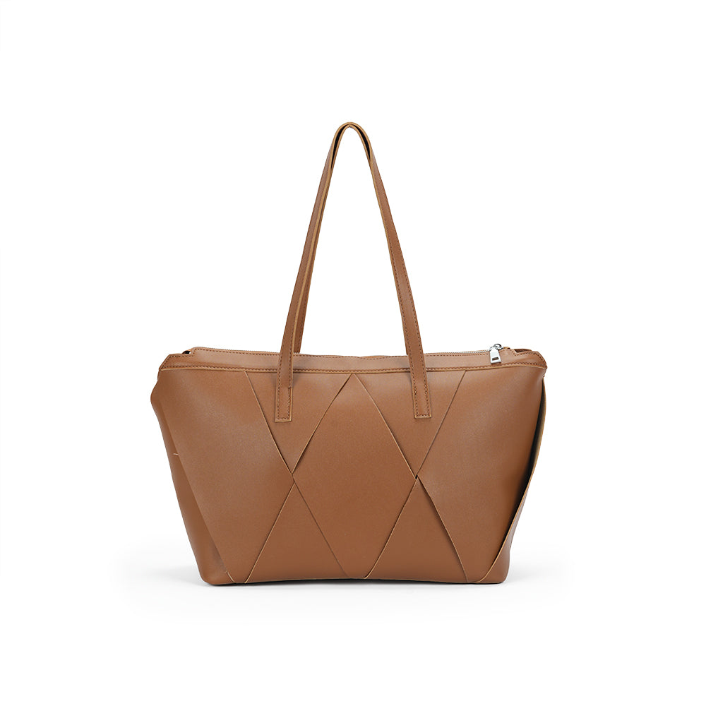 (COCOTAYA)Soft leather shoulder bag with unique cut design and large capacity