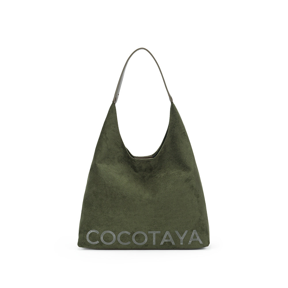 (COCOTAYA)Stylish retro large bag, velvet underarm bag, exquisite leather bag