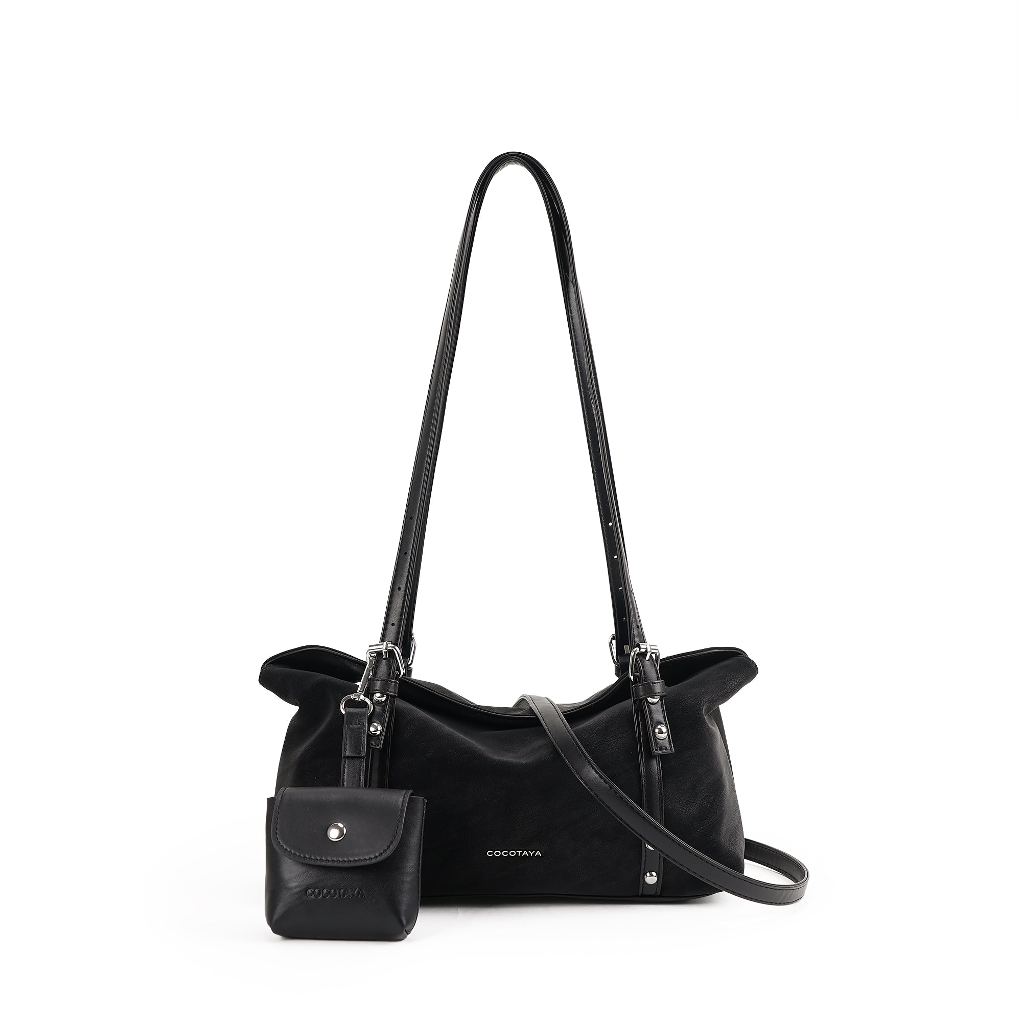 (cocotaya)Vintage Suede Shoulder Bag With Matching Mini Purse