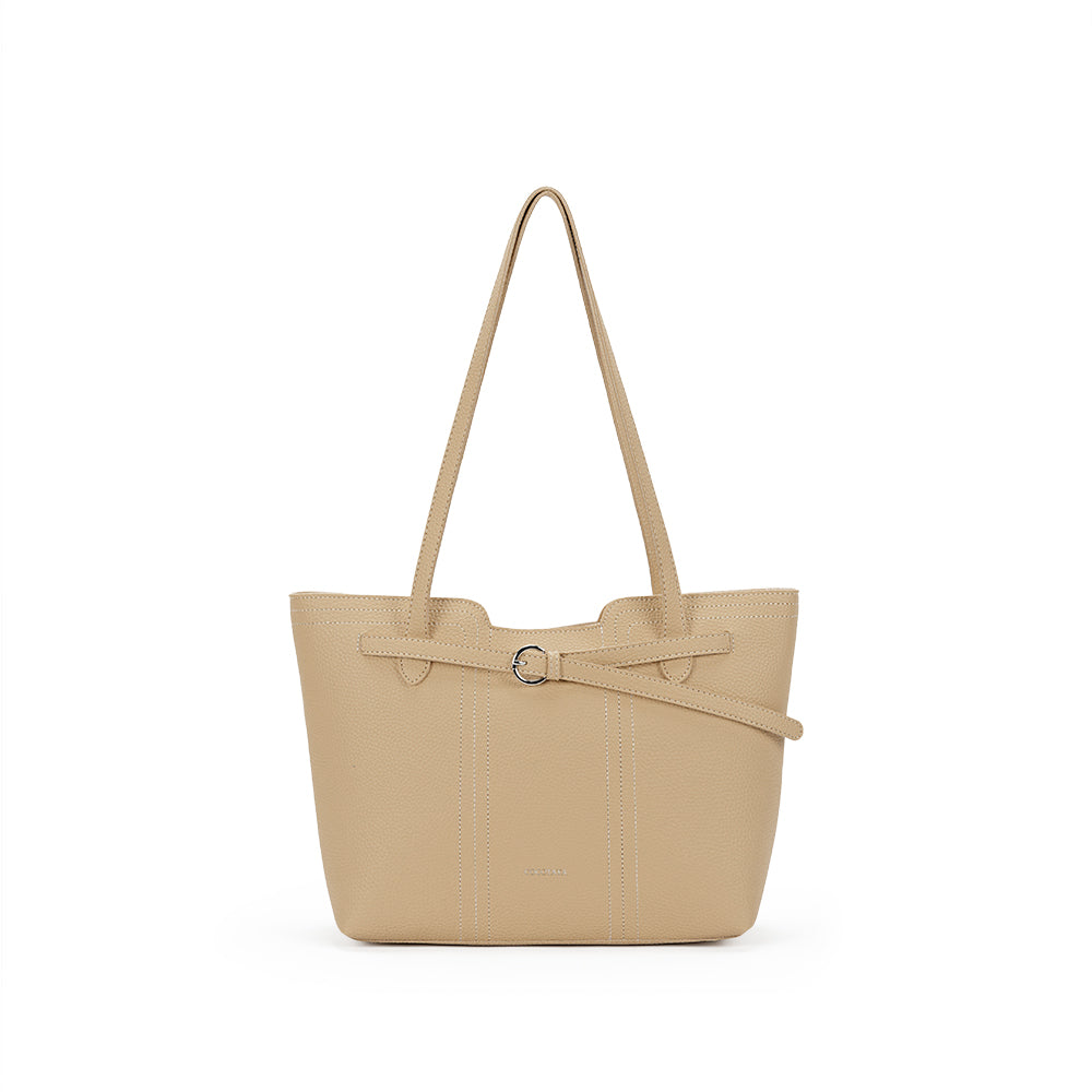 (COCOTAYA)Elegant zippered leather tote bag with button design and large capacity.