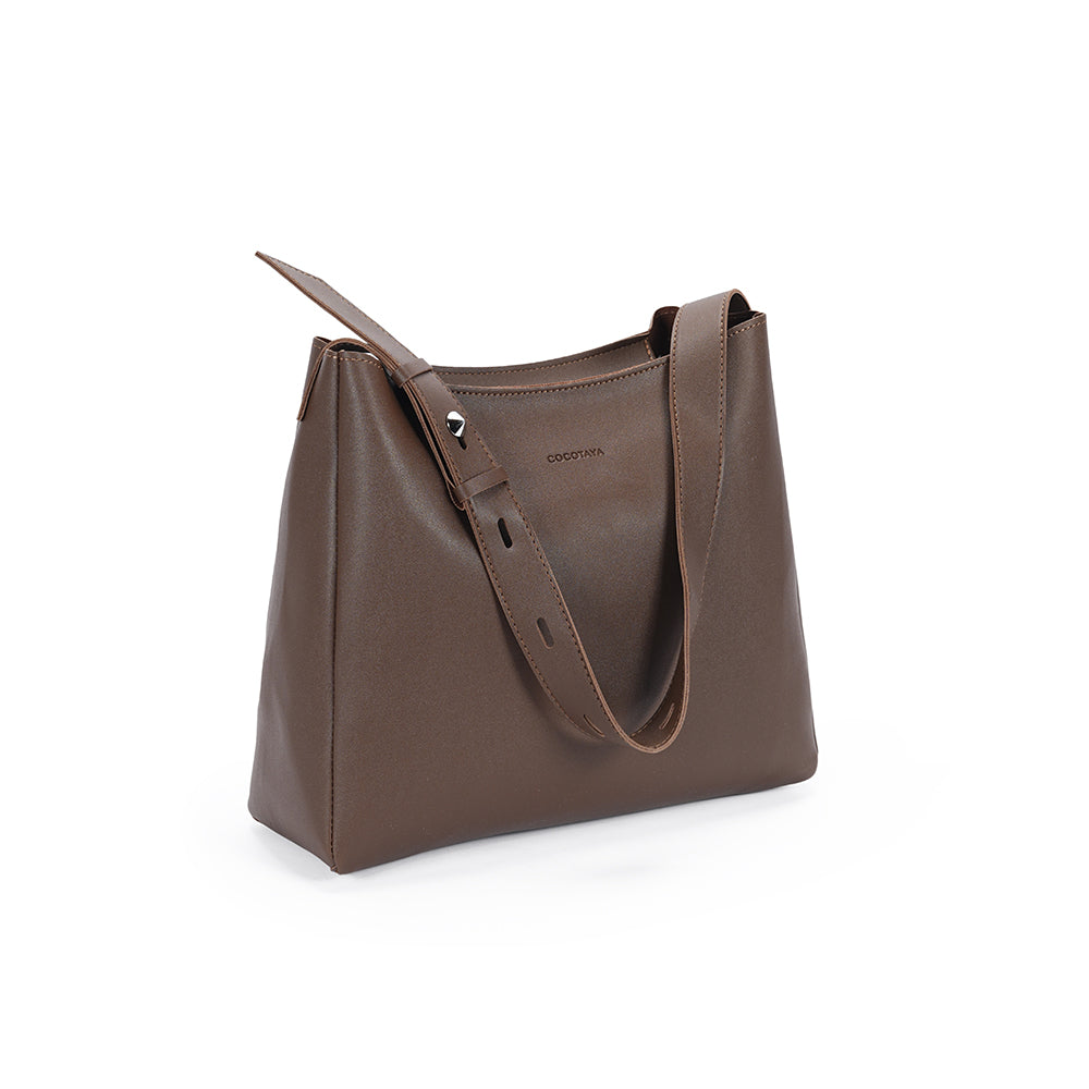 (COCOTAYA)PU women's fashion solid color shoulder bag retro classic bucket tote bag