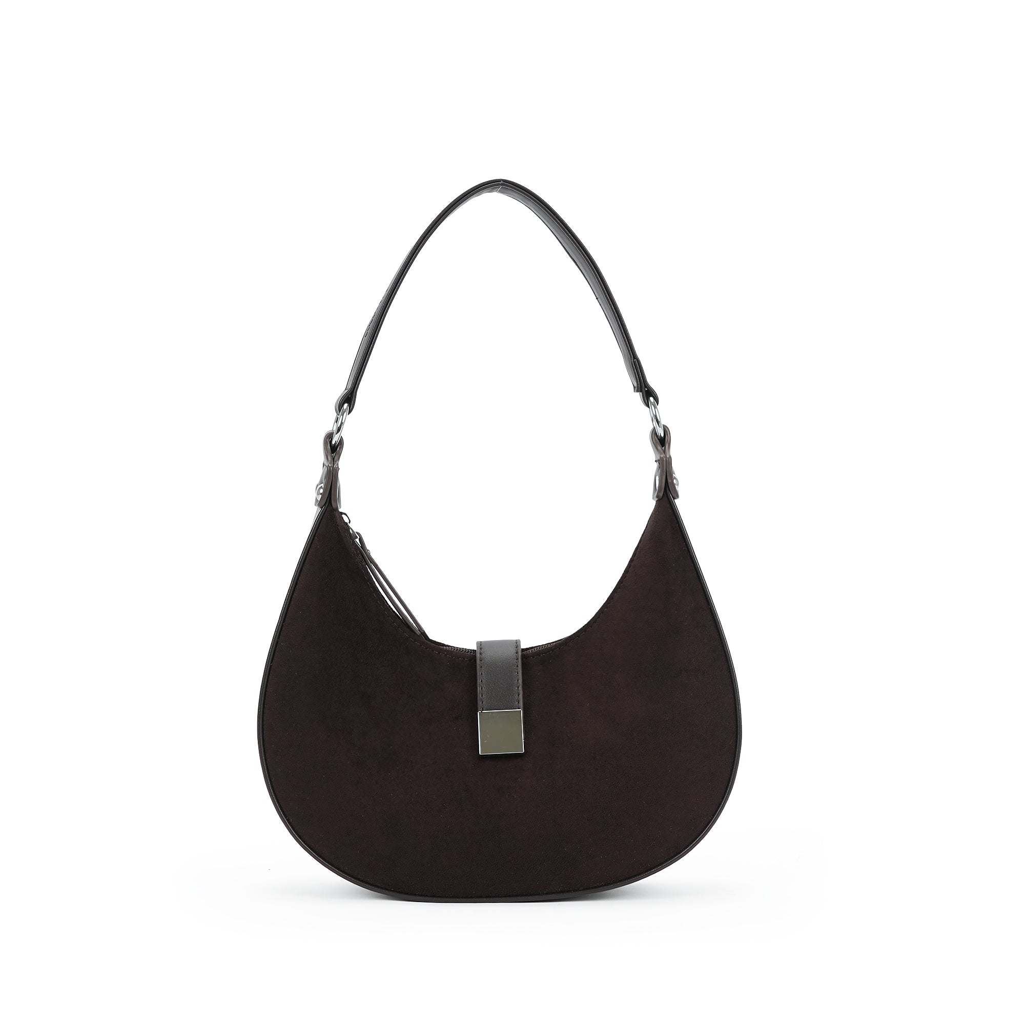 (cocotaya)Luna Buckle Bag Minimalist retro metal clasp crescent-shaped shoulder bag, casual shoulder bag